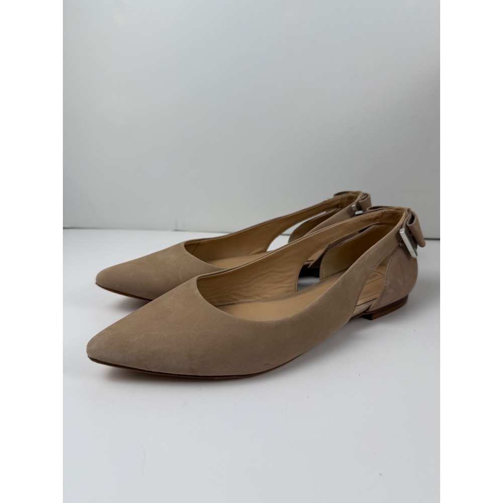 Antonio Melani Nelle Tan Suede Pointed Toe Bow D'Orsay Flats Shoes 8.5M